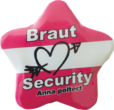 Braut Security JGA Button Stern - zum Schließen ins Bild klicken